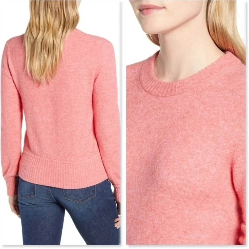 J. Crew Crewneck Sweater Supersoft Yarn Pink Top